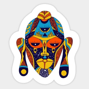 Orange Blue African Mask 7 Sticker